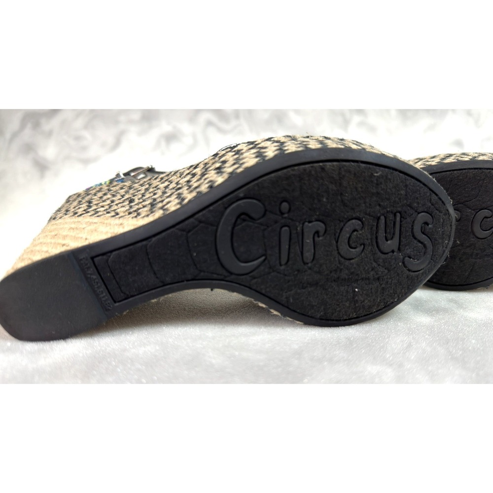 Circus by Sam Edelman Sutton Wedge Sandal 6M Tan Floral Embroidered Boho Strappy - Picture 11 of 15